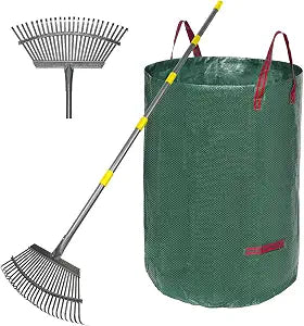 Rake for Leaves Set, Heavy-Duty Garden Rake for Lawns, 73-Inch Adjustable