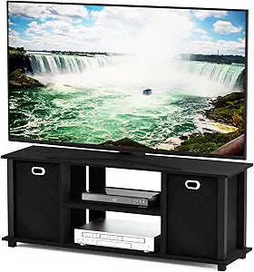 Furinno Econ Entertainment Center, Black/Black