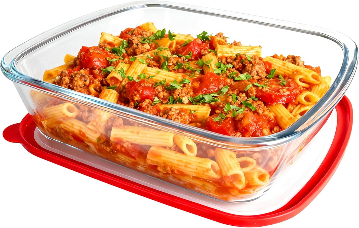 9x11 in, 3 QT Rectangle Glass Baking Dish with Lid