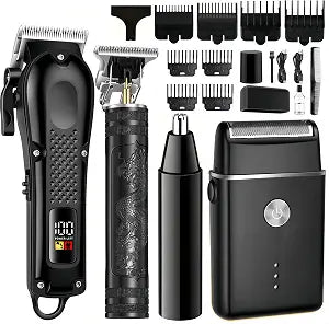 4-in-1 Hair Clippers for Men with LED, Beard Trimmer & Foil Shaver
