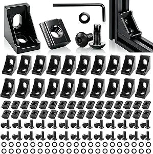 mankk 20 Set 4040 Series T Slot Rail Aluminum Extrusion Profile Connectors 3540 Corner Bracket with T-Slot Sliding Nuts and M8 Hex Screw Bolt for Aluminum Rail Accessories