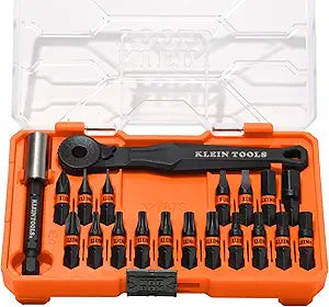Klein Tools 32787S Slim Micro-Ratchet ProFlex Impact Driver Bit Set, 20-Piece, S2 Steel, MODbox Compatible Storage Case, Magnetic Bit Holder