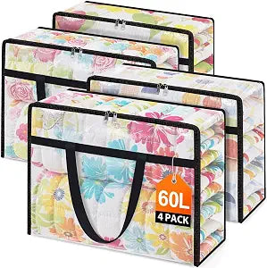 4 Packs 60L Clear Under Bed Storage Containers, Large Clothes Storage Bags