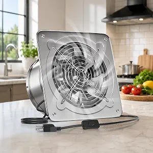 Voltset 8-Inch Kitchen Exhaust Fan, Wall Mounted Extractor Fan with Switch