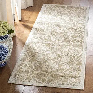 SAFAVIEH Amherst Collection Runner Rug - 2'3" x 11', Wheat & Beige, Floral Design, Non-Shedding & Easy Care, Ideal for High Traffic Areas in Living Room, Bedroom (AMT424S)