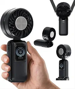 Everlasting Comfort Portable Handheld Fan, Rechargeable with LED Display & Cooling Mode, Small Personal Mini Portable Fan, 5 Speeds for Outdoor Travel, Hiking, Makeup, Camping, Office, Gifts for Women