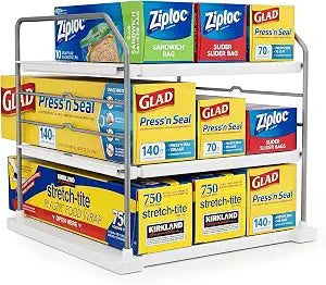 EVERIE 3-Tier Cabinet Organizer, Expandable Shelf for Foil & Wrap Boxes