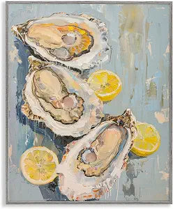 Oysters and Lemon Slices Nautical, 16 x 20 Inch Framed Gicle Print