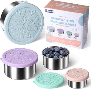 18/8 Stainless Steel Food Snack Storage Containers(4 Pack: 3/7/13/22oz)