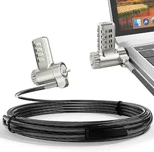 AboveTEK 3-in-1 Universal Laptop Cable Lock - Professional Laptop Security Combination Lock Compatible with K-Slot, Nano & Wedge Slot - Resettable 4-Digit Steel Locking Cable with 360 Rotating Head