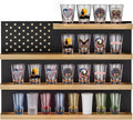 Shot Glass Display Case Wall Mount,30 Slots - Shot Glass Display Shelf with American Flag Star, Solid Wood Shot Glass Holder Organizer for Home Bar, Man Cave, Dining Room, Game Room Decor