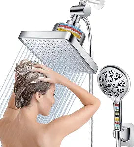 Dual Filtered Rain Shower Head Combo,10 Modes Handheld with 6 inch Rainfall