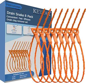 Drain Snake Hair Clog Remover, 8 Pack, 25 Inch Barbed Hook