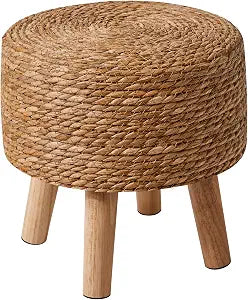 YMYNY Foot Stool, 12.6" Small Ottoman, Round Footrest,Natural HBD027N