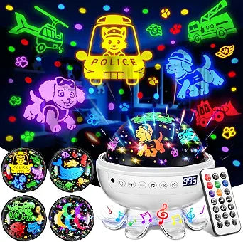 Kids Toys Puppy Projector30 Soothing Sounds+4 Slides Sound Machine Baby Night Light Projector93 Projections+31 Colors Puppy Toys for Boys Age 3-5Girl Toys Toddler ToysStory Projector Sound Machine