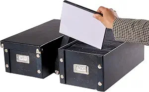 Snap-N-Store DVD Storage Box, 2-Pack, Stackable Movie Organizer, Black