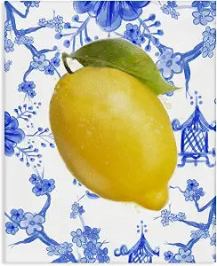Lemon Over Chinoiserie Floral, 16 x 20 Inch Canvas Wall Art