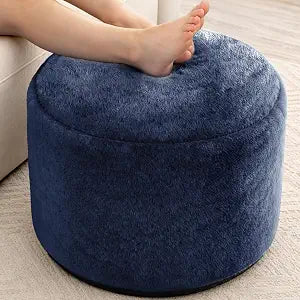 WSOFRLAC Poofy Ottoman Foot Rest,Small Couch Boho Foot Stools,Navy 20x15in