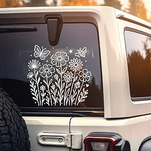Wildflower Car Vinyl Decal Sticker, Funny Wall Sticker, Car Bumper Decoration Accessories for Car, Trucks, SUV, Window, Wall, Laptop 5.2" x 5.5"