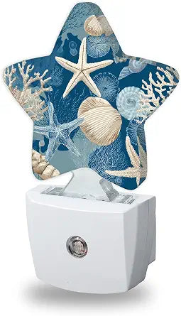 Nightlight,Coral Starfish Decorative Night Lights Plug Into Wall,Seashells Night Light with Auto Sensor for Bedroom,Nursery,Hallway,Stairway,Gifts