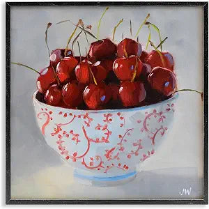 Cherries Ornate Bowl Still Life, 17 x 17 Inch Framed Gicle Print