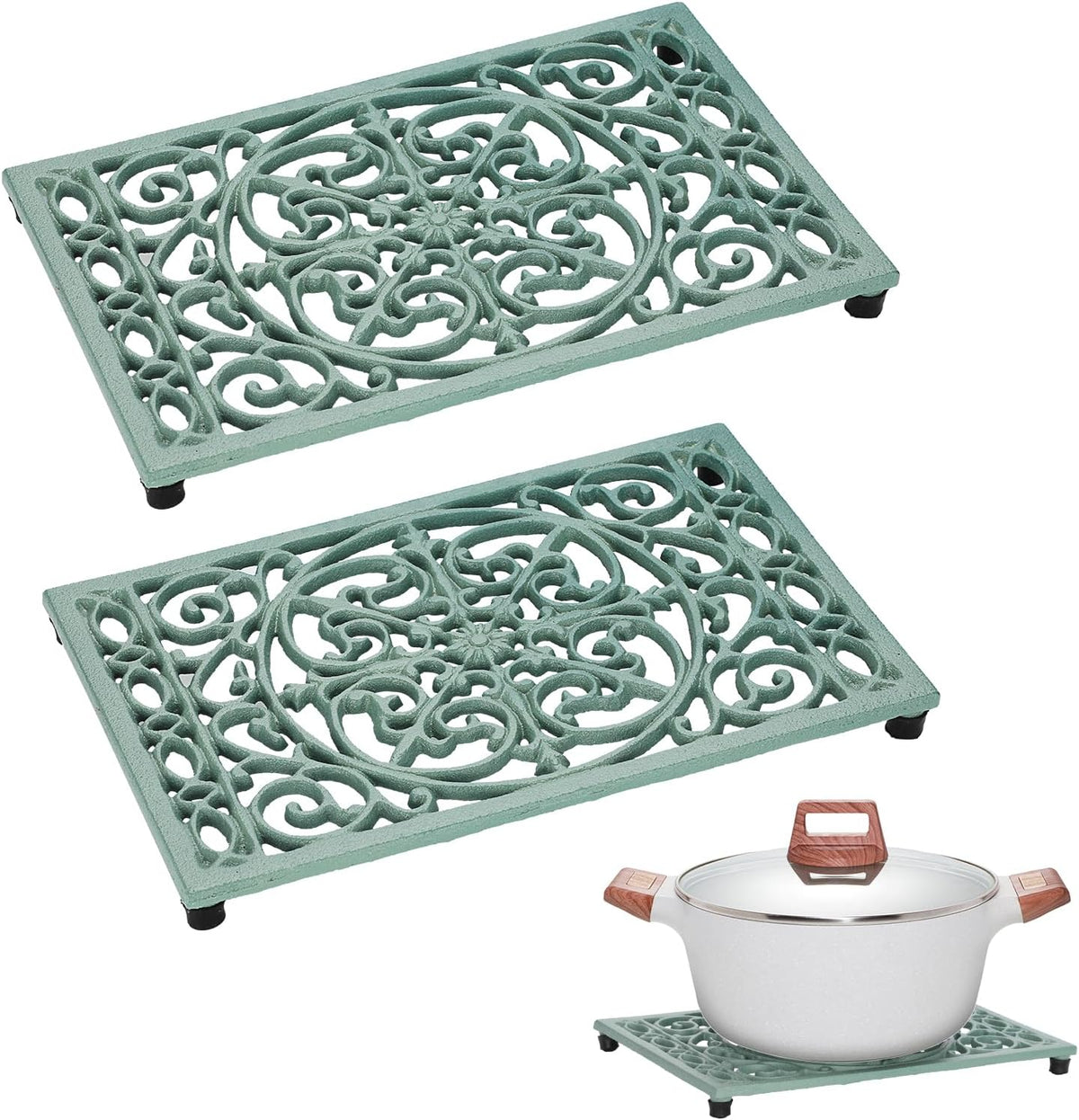 Sumnacon Cast Iron Trivet 2Pcs Heat Resistant Trivets for Hot Pots and Pans