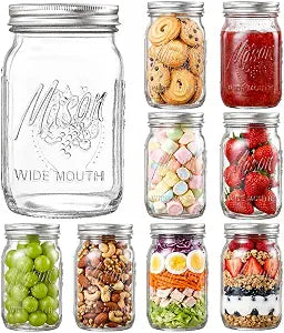 SUT 32 oz Wide Mouth Mason Jars, 9 Pack with Airtight Lids and Bands