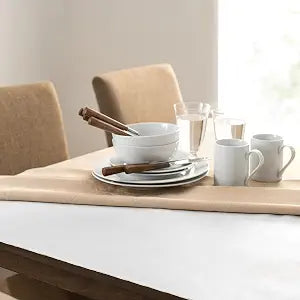 Threadmade Embossed Vinyl Cushioned Flannel Backing Tablepad, White - 52" W x 144" L