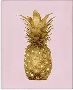 Stupell Industries 'Golden Glam Pineapple Fruit Over Pink'| Canvas Art