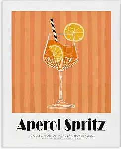 Classic Aperol Spritz Cocktail, 16 x 20 Inch Canvas Wall Art