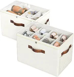 2 Pack Shoe Organizer for Closet, Foldable Shoe Storage with Adjustable