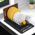 Compact Stainless Steel Dish Drainer & Dish Mat Set, Black