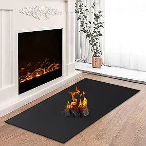 Hearth Rugs for Fireplaces Fire Resistant, 4' x 2'4" x 0.04'', Black