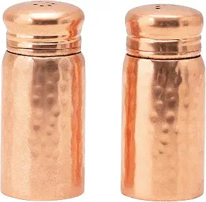 Hammered Stainless Steel Salt & Pepper Shakers, Copper Finish, Set of 2