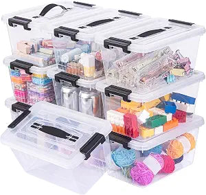OUTUXED Storage Bins with Lids 10 Pack 7Qt Clear Stackable Containers Boxes