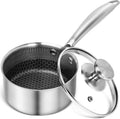 MICHELANGELO 1 Quart Saucepan with Lid, Premium Triple Ply Stainless Steel Sauce Pan with Lid, Small Saucepan with Honeycomb Interior - 1QT