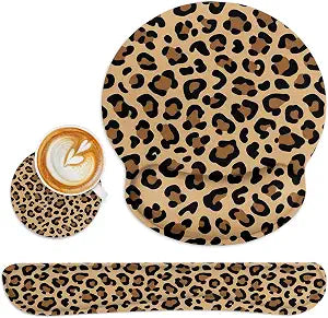 Arttown Ergonomic Mouse Pad Set with Wrist Rest Leopard