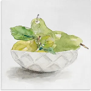 Stupell Industries Pear Bowl Painting Kitchen, 24 x 24 Inch Canvas Wall Art