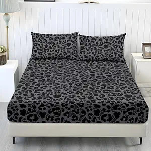 Wanyint Twin XL Size Sheet Set Cozy Fade Resistant 3 Pieces Bedding Sheet Set All Season Bottom Bedsheet with All Around Elastic for Home Decor, Black Leopard Print