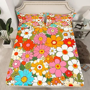 Groovy Flower 60S Bedding Set Queen Size Boys Girls Children