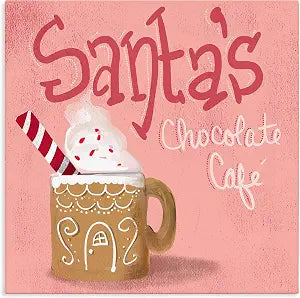 Santa's Chocolate Cafe Sign, 24 x 24 Inch Canvas Wall Art