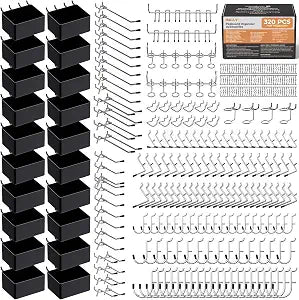 INCLY 320PCS Pegboard Accessories Organizer Kit with Peg Borad Hooks & Bins