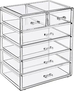 Sorbus 6-Drawer Makeup Organizer with Small & Wide Drawers (Clear)