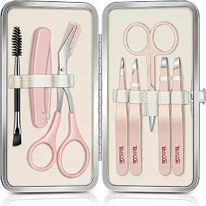 TsMADDTs Tweezers for Women Facial Hair, 8-piece Eyebrow Kit with Case