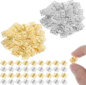 100Pcs Small Brass Hinges for Jewelry Box 10 X 8mm Mini Hinges for Crafts