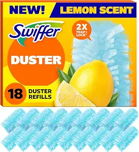 Dusters Refill for Cleaning, Feather & Microfiber Duster Disposable Alternative, for Dusting Furniture, Blinds, Ceiling Fans, Walls, Helps Remove Allergens, New Lemon Scent, 18ct