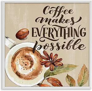 Rustic Coffee Floral Kitchen, 12 x 12 Inch Framed Gicle Print