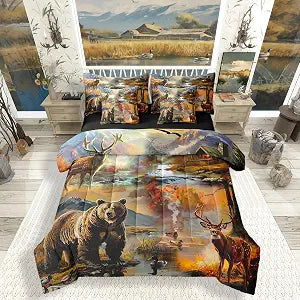 Erosebridal Full Size Deer Bear Comforter Set with Sheets 7 Pieces