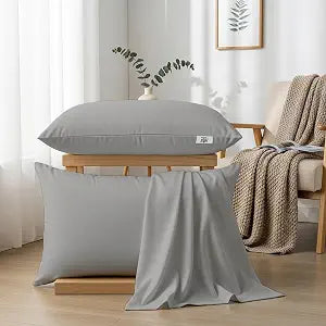 EDMUND�� Premium 500 TC Cotton Pillow Covers ��� Set of 2 | Silky Soft, Breathable & Skin-Friendly | Smooth & Durable Comfort Pillowcases (Silver Grey, Standard 20x26 Inch)