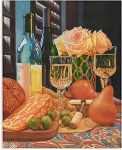 Stupell Industries Romantic Wine and Cheese, 16 x 20 Inch Canvas Wall Art